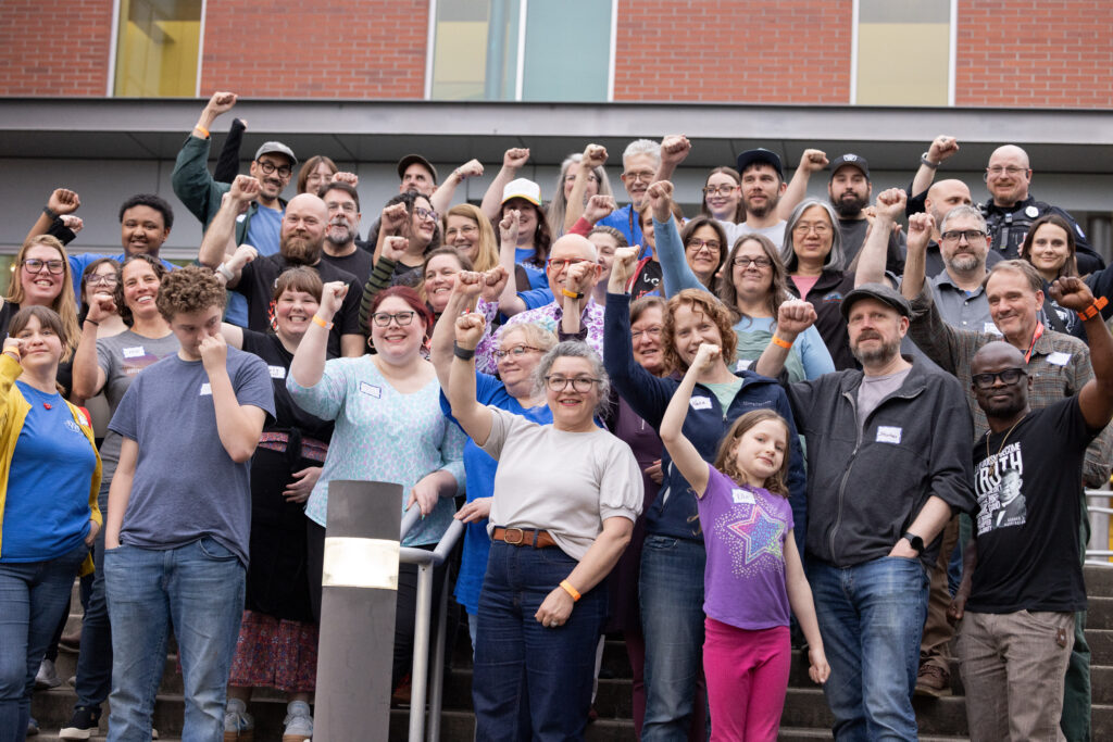 Clark College union members gathered for a group photo.