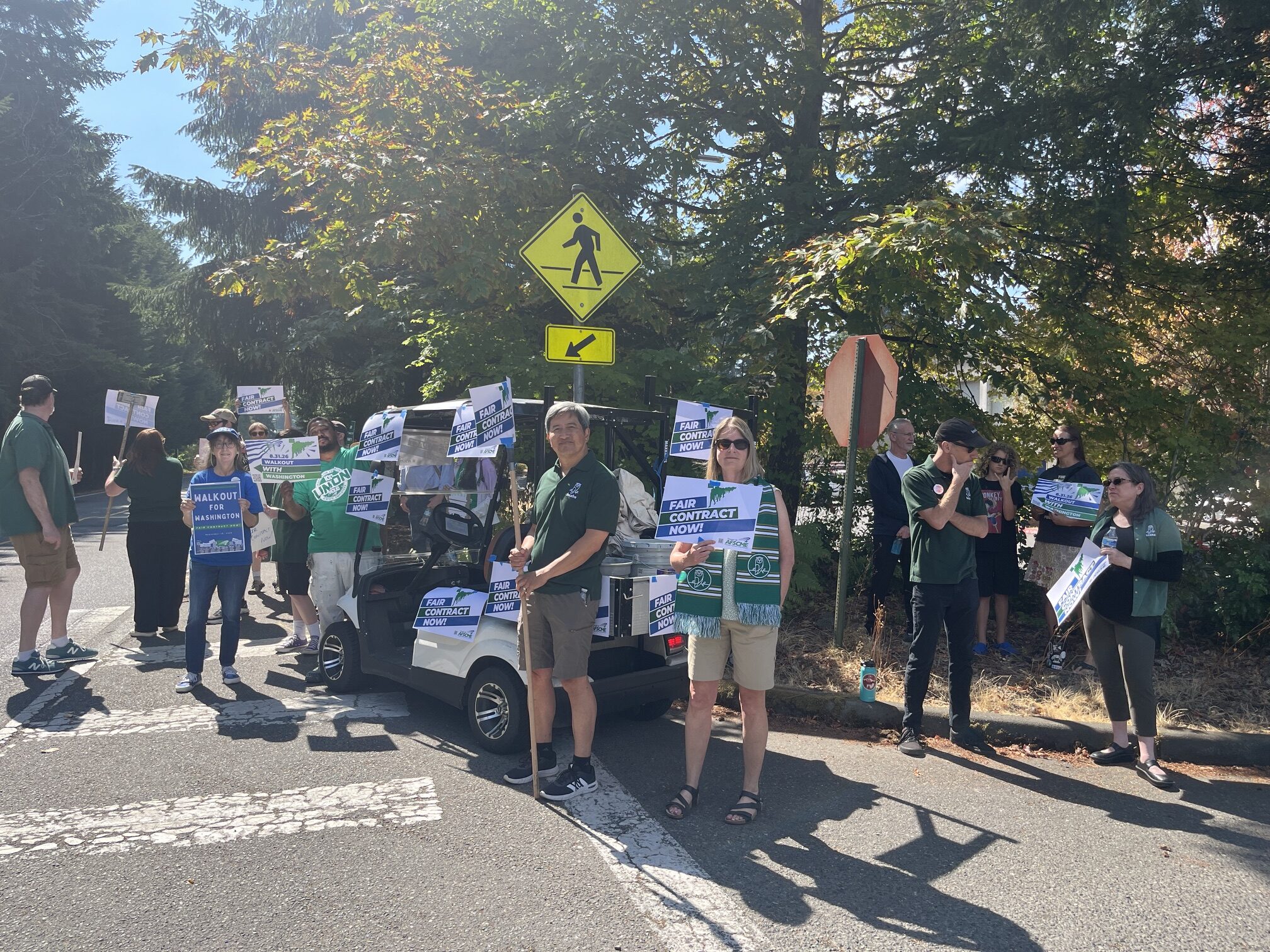 About 20 BC faculty joined 10 staff to demand a fair contract for classified WFSE and WPEA staff.